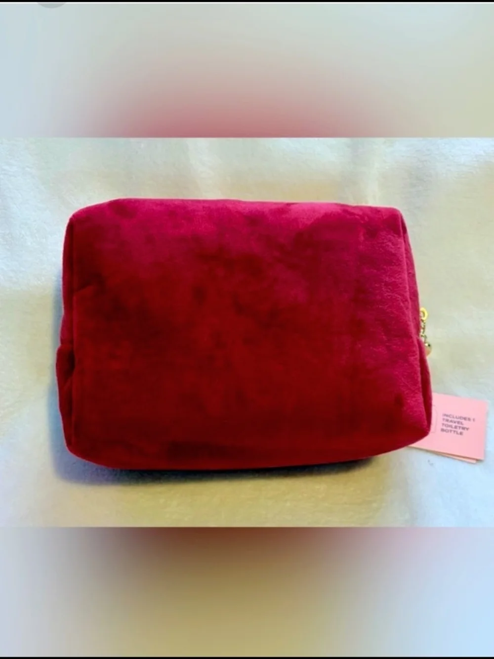 Juicy Couture  Red Velvet Heart Buckle Cosmetic Toiletry Case